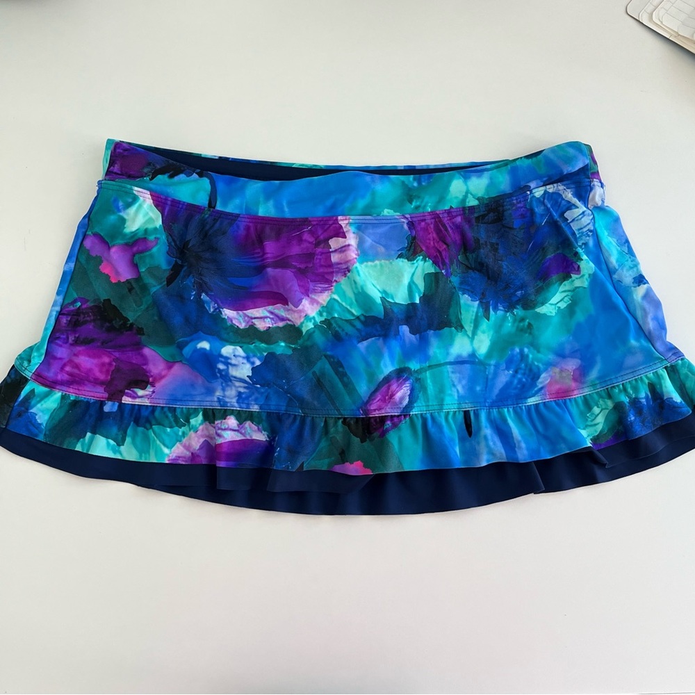 Title Nine Blue and Purple Swim Skirt with Artistic Flair
